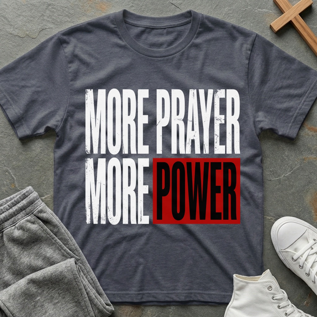 More Prayer, More Power T-Shirt - Heather Navy