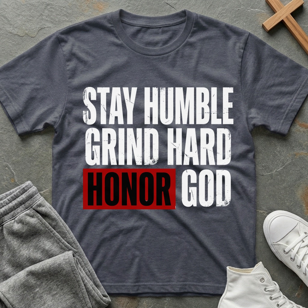 Stay Humble T-Shirt - Heather Navy