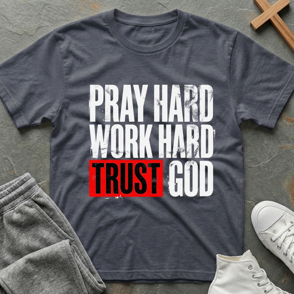 Pray Hard T-Shirt - Heather Navy